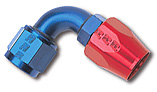 -4 AN Red/Blue 90ﾰ Full Flow Hose End